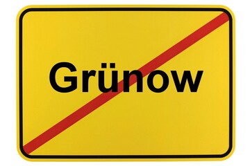 Illustration eines Ortsschildes der Gemeinde Grünow in Brandenburg