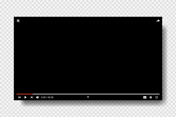 Blank video screen. Video player interface. You are using a desktop desktop web player, a modern social media interface design template for web and mobile applications. Vector illustration.