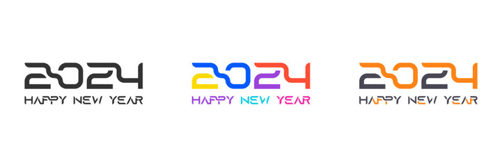 2024 Happy New Year Concept Vector Background Holiday Set. 2024 New Year of the Dragon. Design logotype number for website, social media, banner, flyer, brochure, greeting card