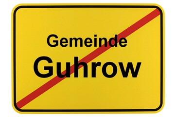 Illustration eines Ortsschildes der Gemeinde Guhrow in Brandenburg