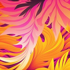Fototapeta na wymiar Colorful exotic background. Abstract tropical wallpaper. Pink orange yellow colors, generated with AI