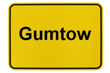 Illustration eines Ortsschildes der Gemeinde Gumtow in Brandenburg