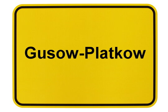 Illustration eines Ortsschildes der Gemeinde Gusow-Platkow in Brandenburg