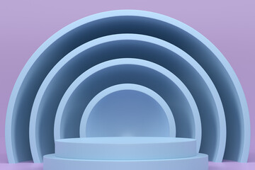 Obraz premium Pastel blue cylinder podium with steps on violet background