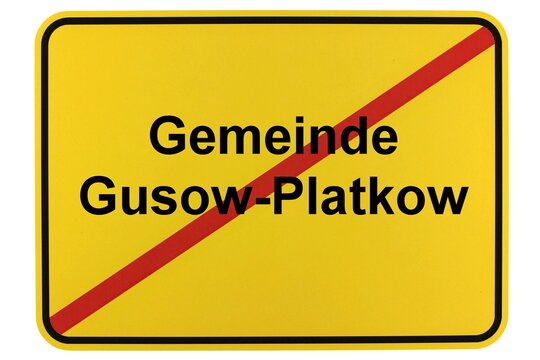 Illustration eines Ortsschildes der Gemeinde Gusow-Platkow in Brandenburg