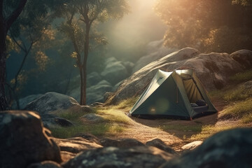 camping in the mountains created with Generative AI technology