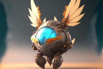 可愛くてフェニックスのようなカッコよくて、強いAIロボット　"Cute Phoenix-like Strong AI Robot" 　　Generative AI
