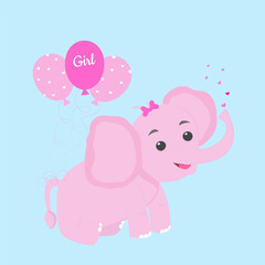 Cute beautiful elephant girl for children birthday or clothes