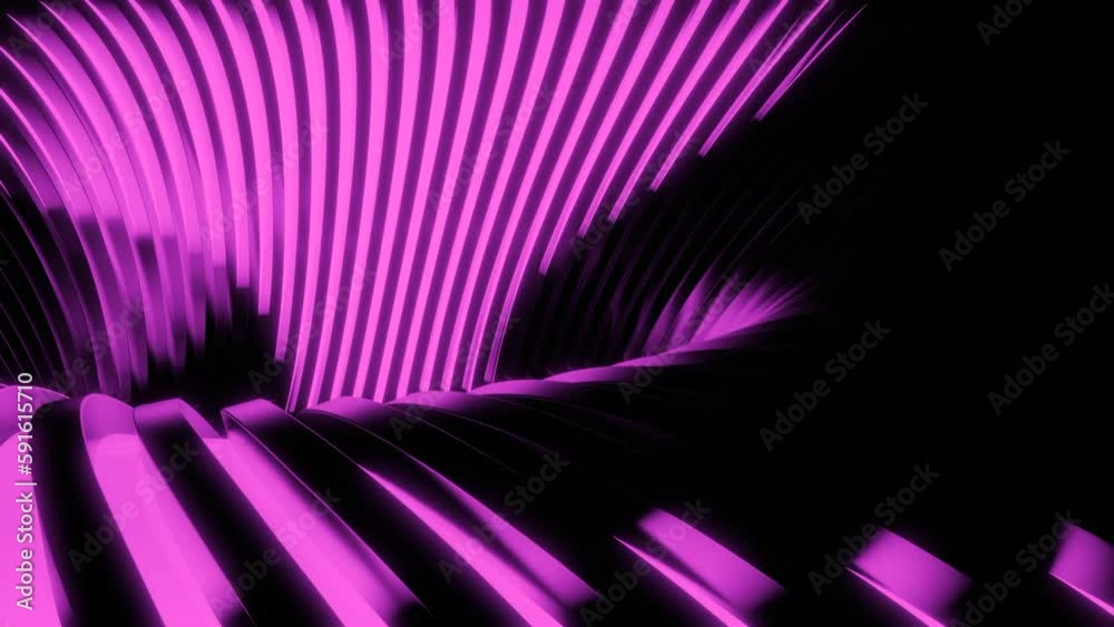 Poster 3d animation with moving stream of lines into hole. design. 3d lines move in ceiling of tunnel going