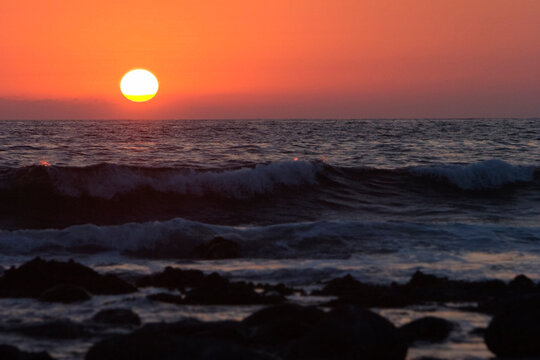 Sun Setting over Troncones Beach, Zihuatanejo, Mexico