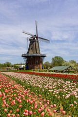 Historic 250 year old Dutch style mini Windmill at Windmill Island gardens in Holland, Michigan