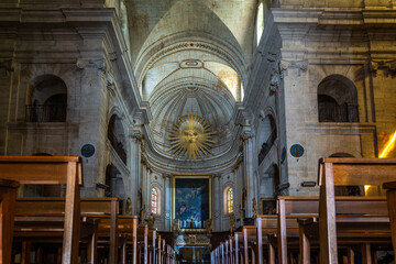 Interior of the Saint Etienne church in the city center of Uzès in the Gard, in the Cévennes, Occitanie, France