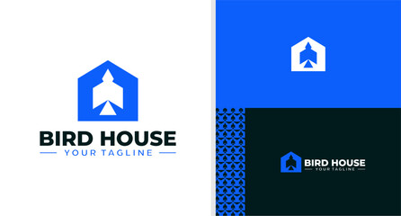 BIRD HOUSE LOGO GEOMETRIC NATURE EARTH DAY PATTERN EDITABLE