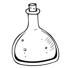 Vector illustration of Hand drawn big glass bottle with potion