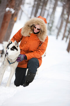 Woman with Dog, Frisco, Summit County, Colorado, USA