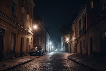 Fototapeta na wymiar street in the night created with Generative AI technology