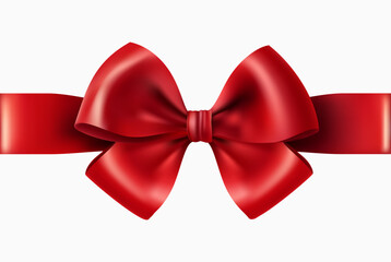 Decorative red bow with a horizontal red ribbon. Vector bow for your design, isolated on white.