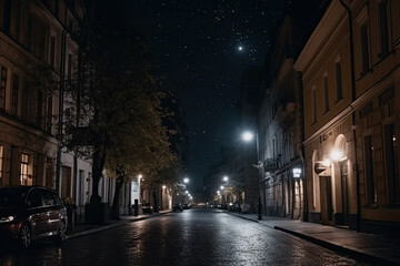 Fototapeta na wymiar street in the night created with Generative AI technology