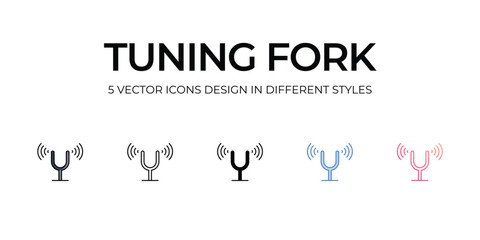 Tuning Fork Icon Design in Five style with Editable Stroke. Line, Solid, Flat Line, Duo Tone Color, and Color Gradient Line. Suitable for Web Page, Mobile App, UI, UX and GUI design.