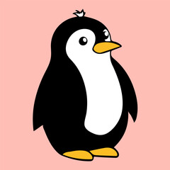 Cute penguin on pink background. Vector illustration. EPS 10