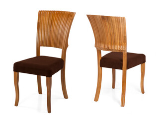 wooden chair isolated on white background .different angle
