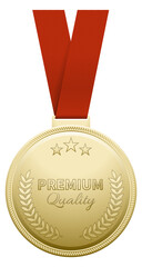 Premium quality medal. Golden reward realistic sign