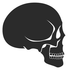 Human skull side view. Anatomy black icon