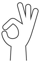 Ok sign. Hand gesture black line icon