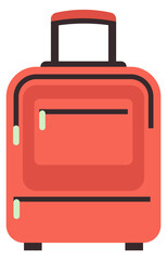 Red suitcase icon. Travel baggage symbol. Flat luggage