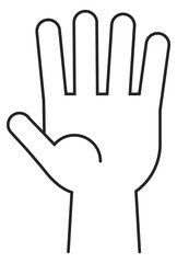 Hand icon. Open palm black line symbol