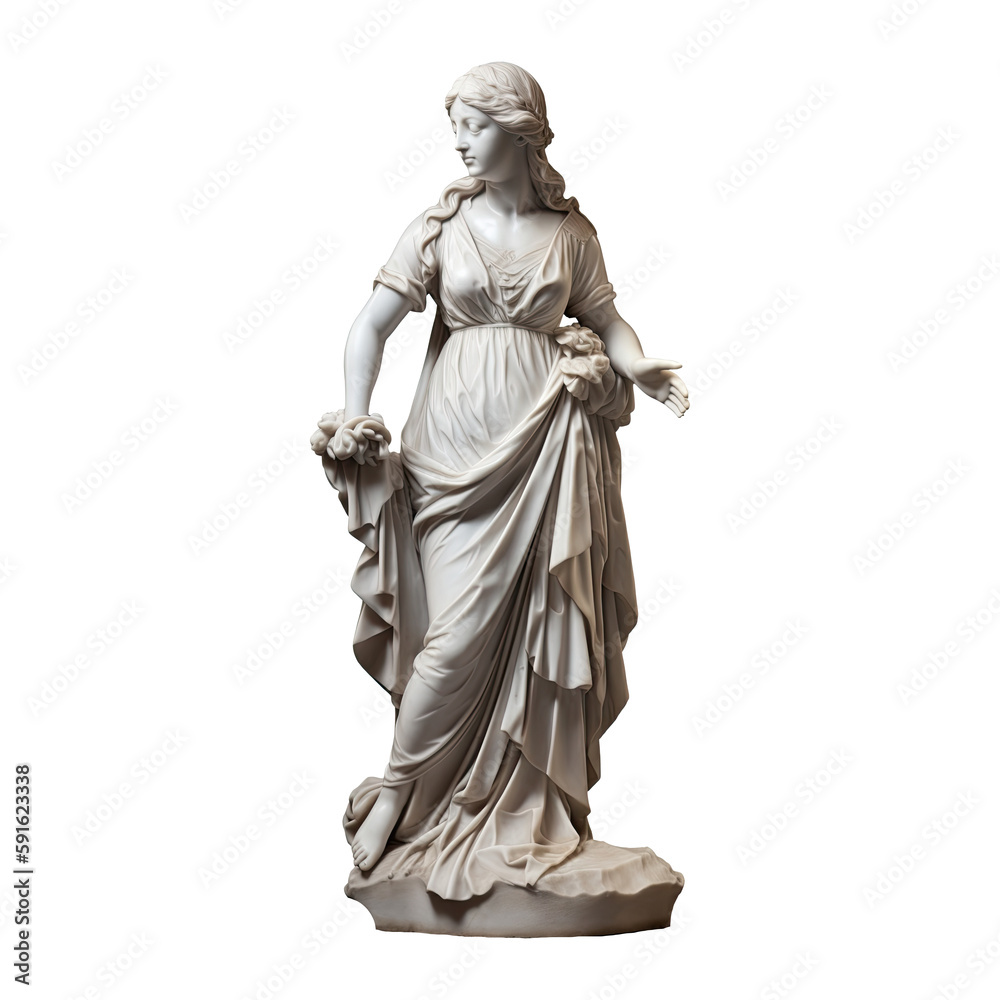 Wall mural A marble statue isolated on transparent background - Fictional Person, Generative AI