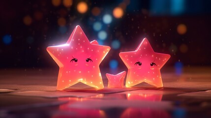 3D smiling glowing stars Generative AI