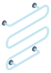 Heated towel rail isometric icon. Bathroom pipe