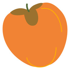 Persimmon icon. Hand drawn sweet asian fruit