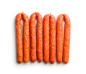 Tasty sausages. Frankfurters isolated on white background.