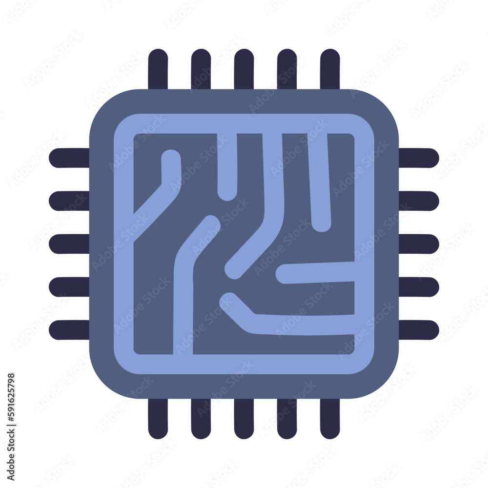 Sticker Nano Computer Microchip as Future Technology Device Vector Illustration