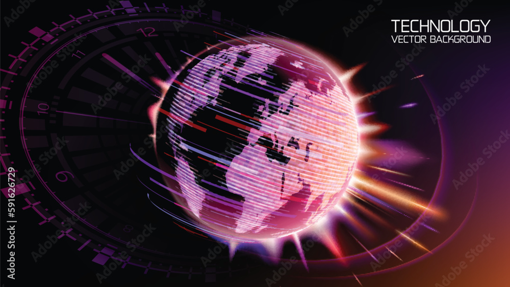 Wall mural abstract image of planet earth. vector. the effect of movement and explosion. stars and planets. the
