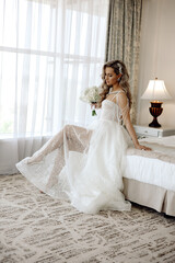 Fototapeta premium portrait of the beautiful bride in the hotel