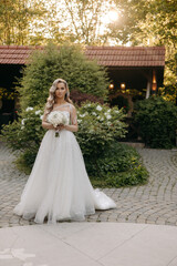 portrait beautiful bride with blond hair