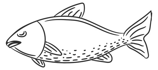 Raw fish sketch. Hand drawn fresh seafood