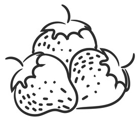 Strawberry doodle. Ripe juicy berry. Fresh food