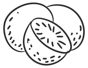 Kiwi doodle icon. Fresh tropical fruit symbol