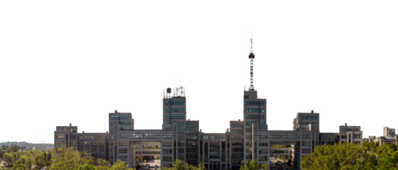 Aerial Derzhprom building panorama, isolated