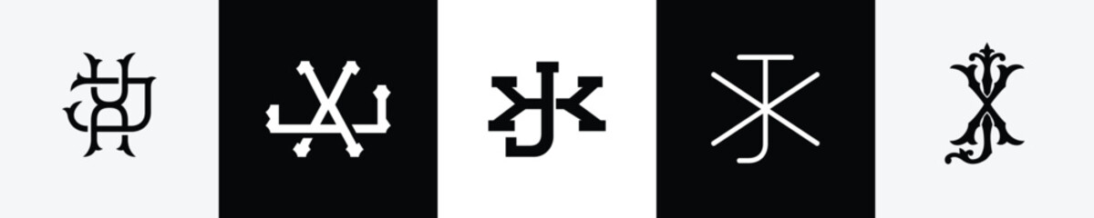 Initial letters XJ Monogram Logo Design Bundle