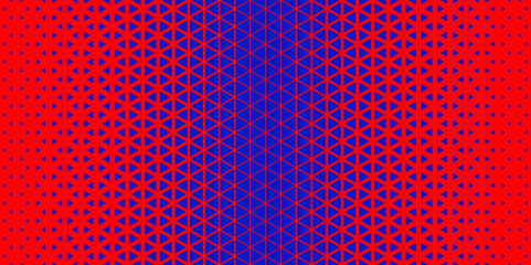 Red blue halftone triangles pattern. Abstract geometric gradient background. Vector illustration.