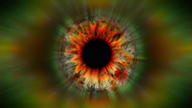 Trippy eye on psychedelics, hallucination, psychic waves animated background loop
