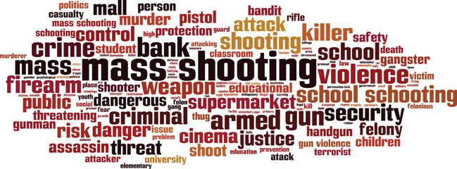 Mass schooting word cloud concept. Collage made of words about mass schooting. Vector illustration 
