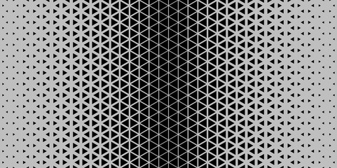 Black gray halftone triangles pattern. Abstract geometric gradient background. Vector illustration.