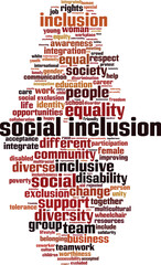 Obraz premium Social inclusion word cloud concept. Collage made of words about social inclusion. Vector illustration 