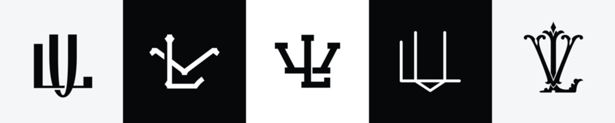 Initial letters LV Monogram Logo Design Bundle